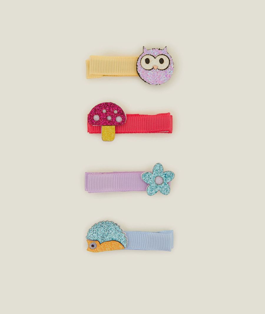 4-Pack Girls Woodland Salon Hair Clips