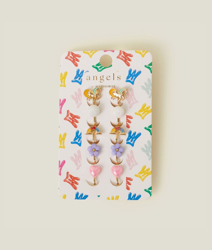 5-Pack Girls Unicorn Clip On Earrings