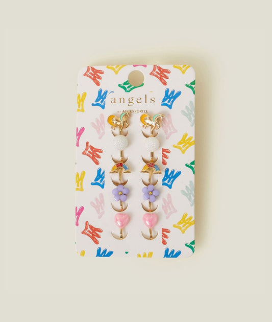 5-Pack Girls Unicorn Clip On Earrings