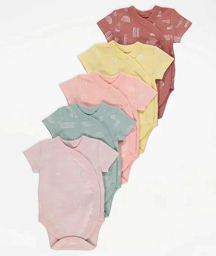 Rainbow Print Wrap Bodysuits 5 Pack