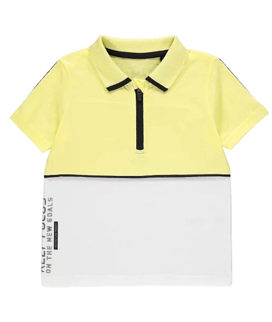 Yellow Colour Block Polo Top