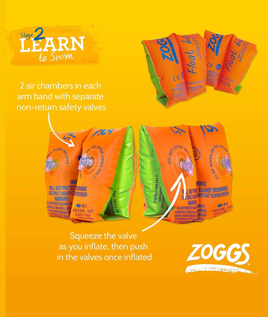 Zoggs Swimming Aid Children's Float Arm Bands - Orange, 0-12 months, up to 11 kg