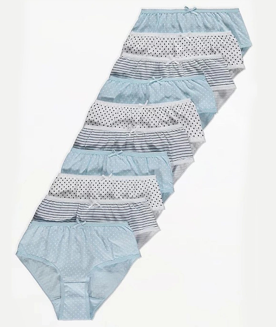 Pale Blue Patterned Briefs 10 Pack