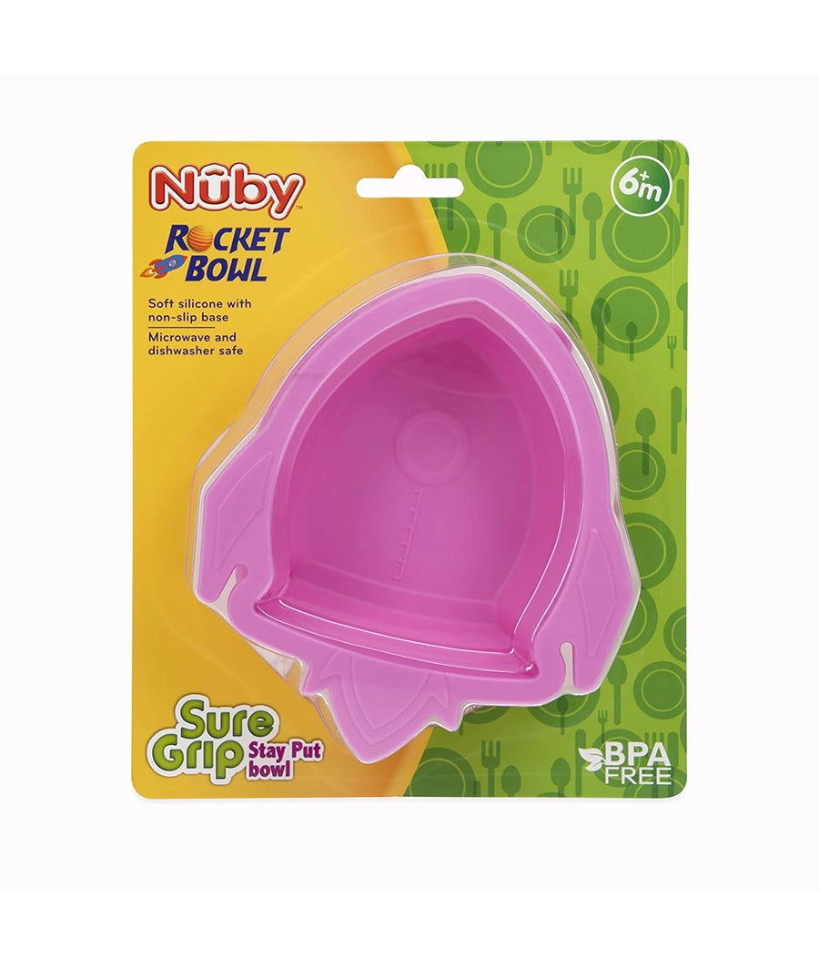 Nuby Sure Grip Silicone Rocket Bowl 6m+, Pink – Image 3