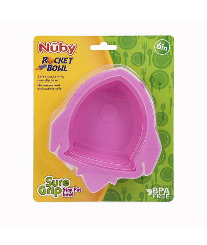 Nuby Sure Grip Silicone Rocket Bowl 6m+, Pink – Image 3
