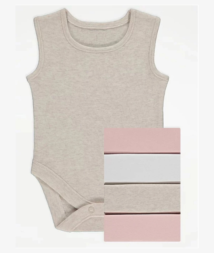 Pale Pink Sleeveless Bodysuits 5 Pack