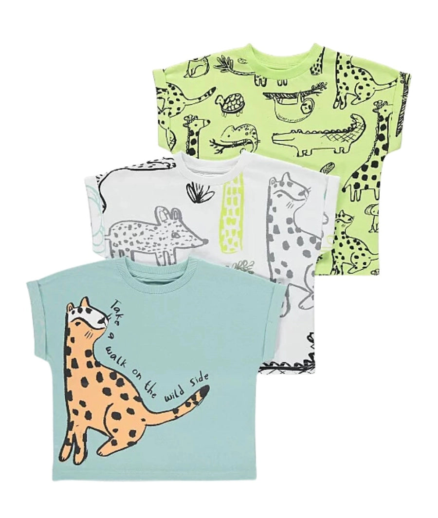 Safari Animal T-Shirts 3 Pack