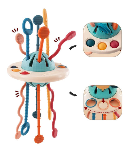 Montessori Toys for 18M+, Food Grade Silicone Pull String Activity Toy 18m+