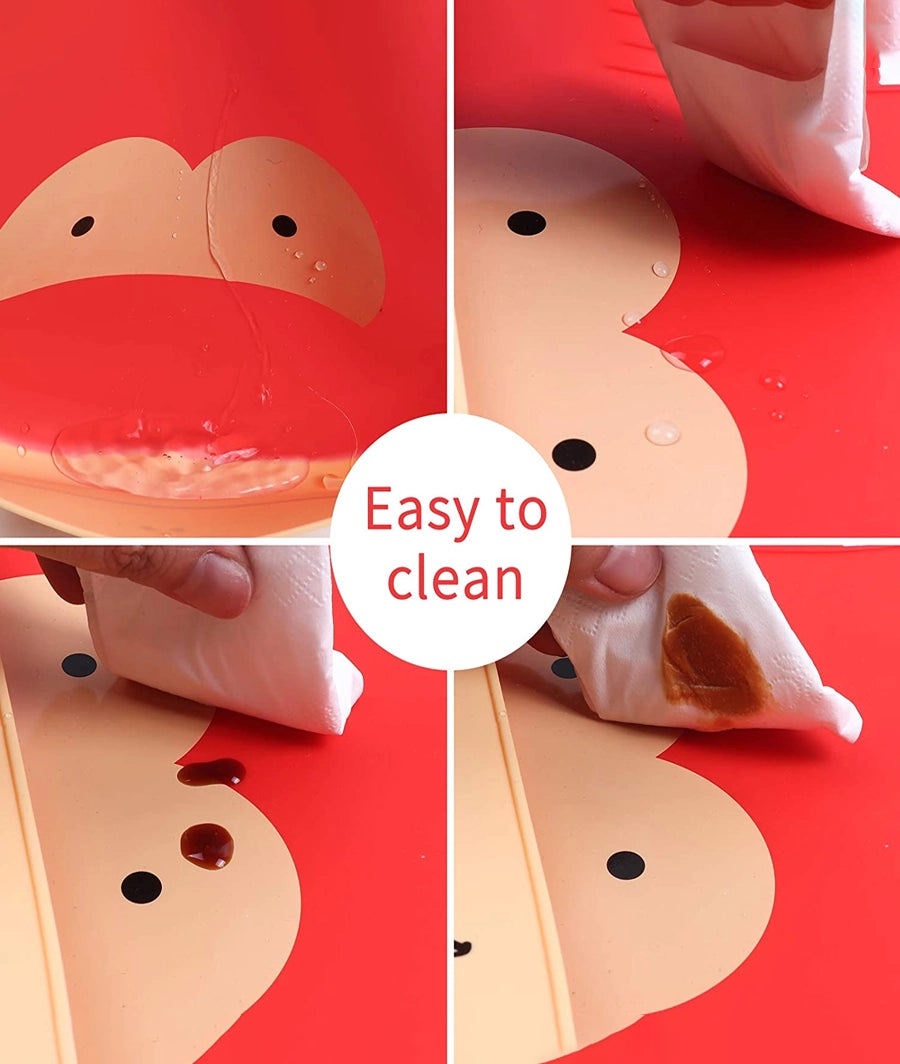 4 Pack Silicone Bibs for Babies, Waterproof Soft Baby Bibs with Roll Up Food Catcher – Image 4