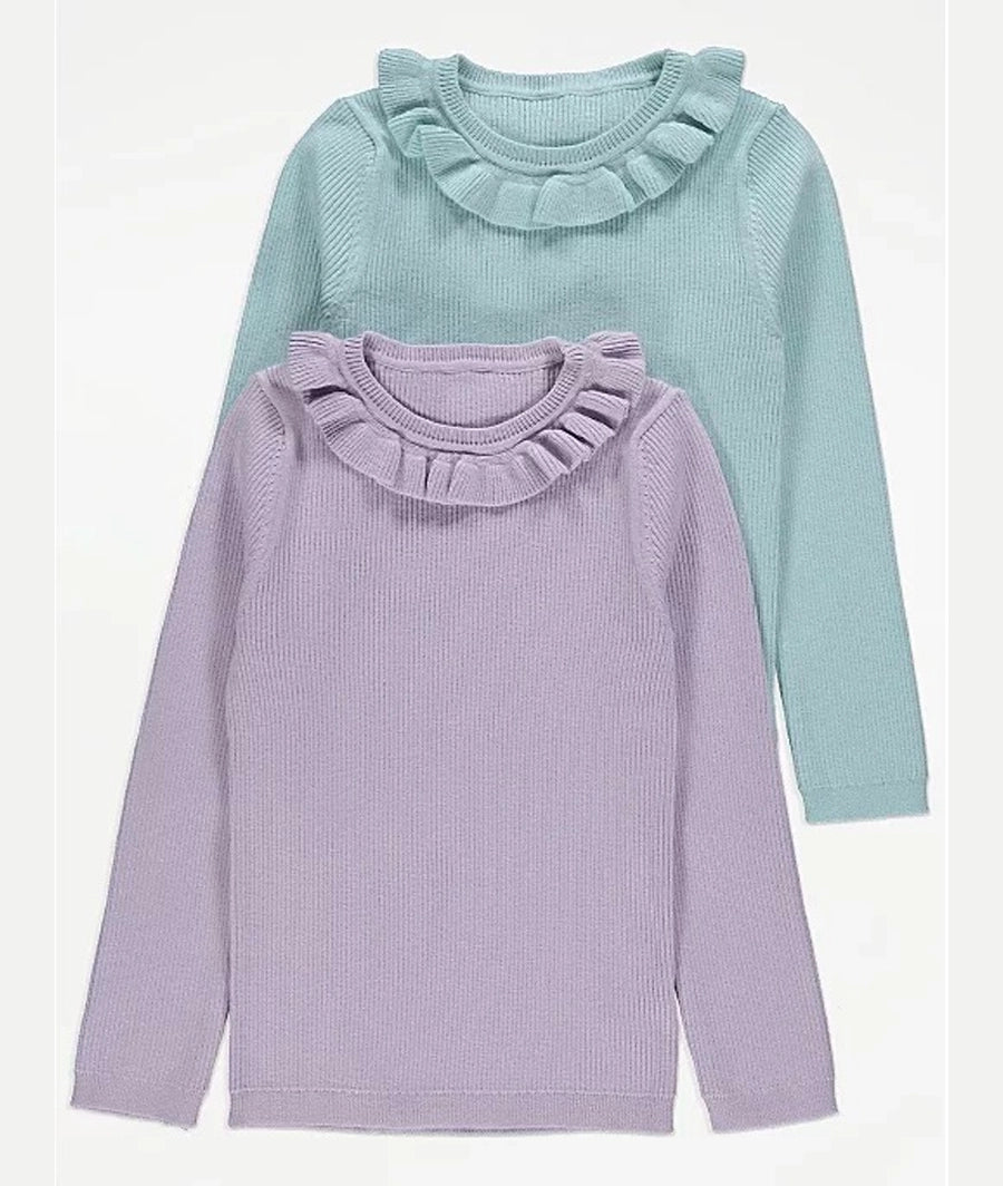 Lilac Frill Neck Jumpers 2 Pack