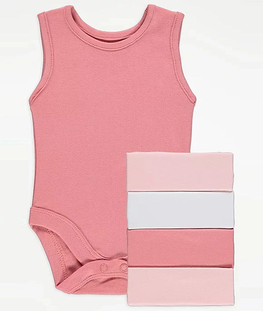 Pink Sleeveless Bodysuits 5 Pack