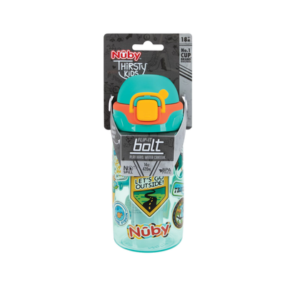 Nuby Thirsty Kids Flip-It Bolt Travel Straw Cup, 415 ml 18+ months