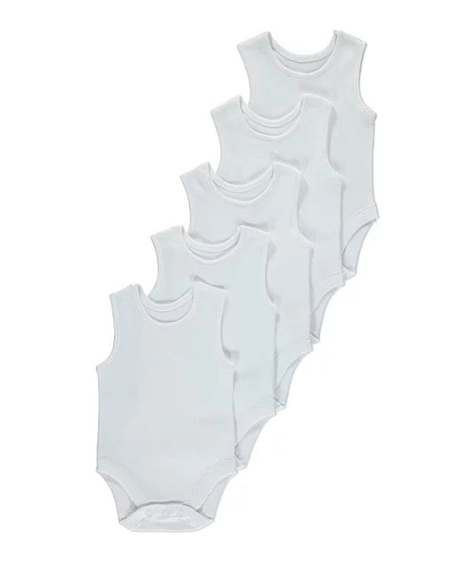 White Sleeveless Bodysuit 5 Pack