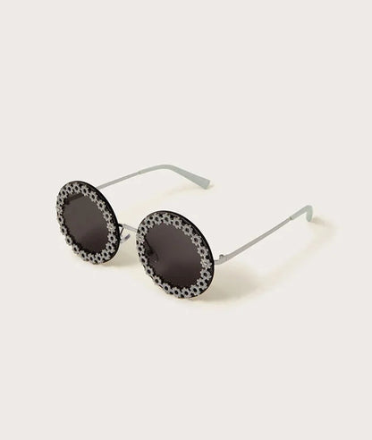 Glitter Floral Round Sunglasses