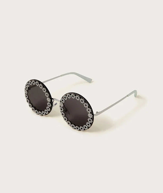 Glitter Floral Round Sunglasses