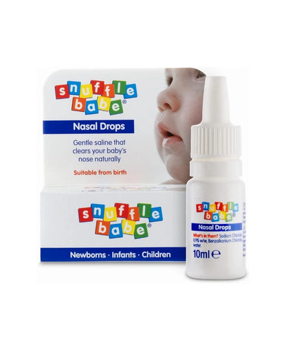 Snufflebabe Saline Nasal Drops - Suitable from Birth - Instant Relief for Blocked Nose & Sinuses (10ml)