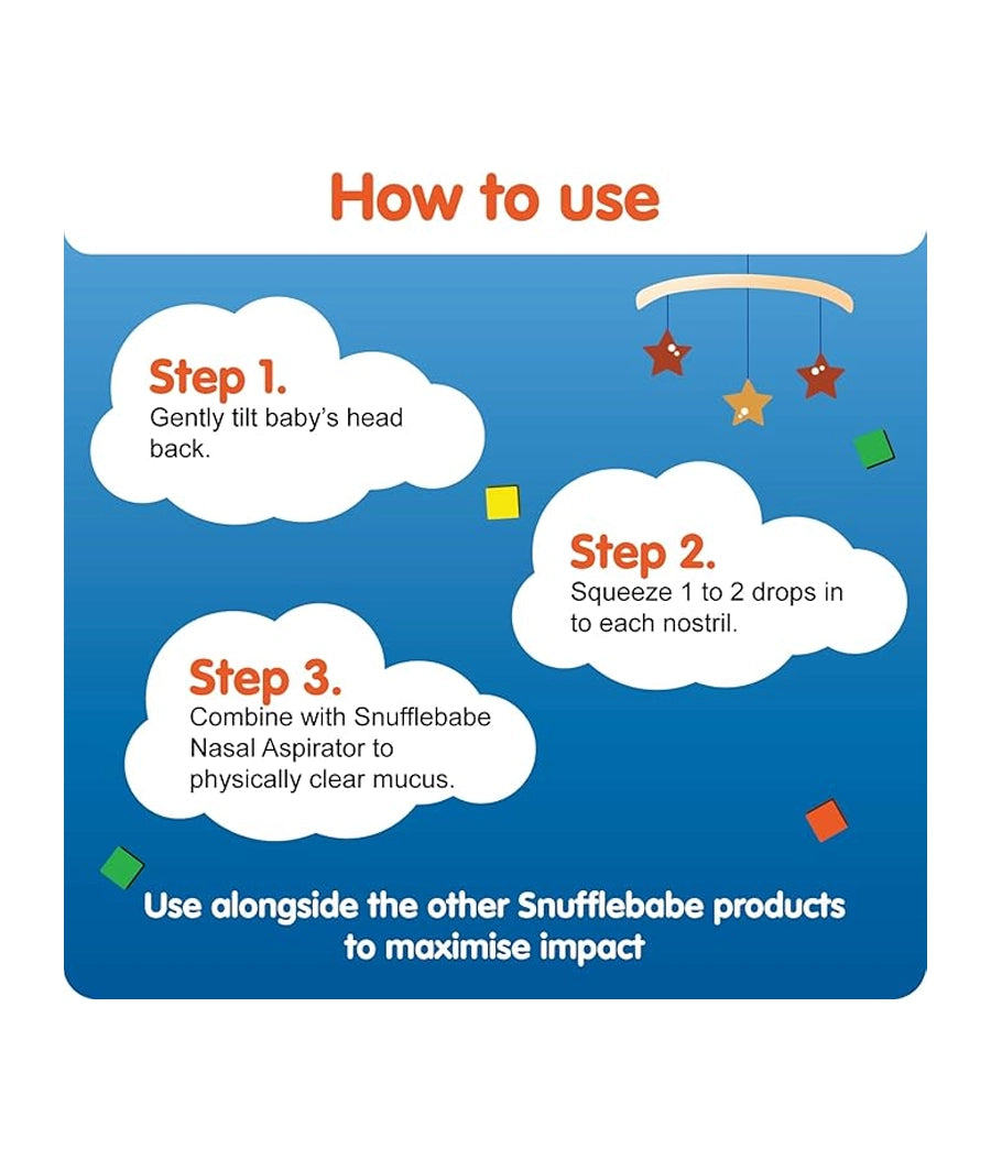 Snufflebabe Saline Nasal Drops - Suitable from Birth - Instant Relief for Blocked Nose & Sinuses (10ml) – Image 2