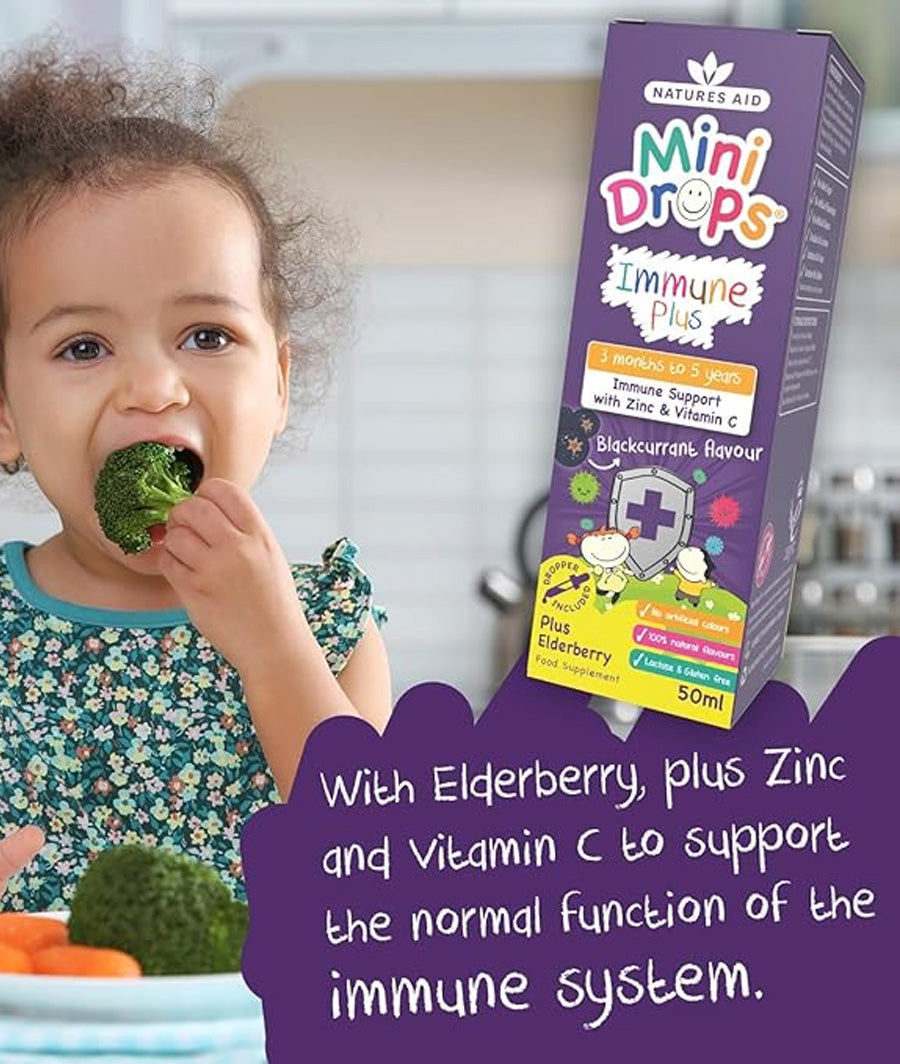 Natures Aid Immune Plus Mini Drops for Infants and Children, Sugar Free, 50 ml – Image 2