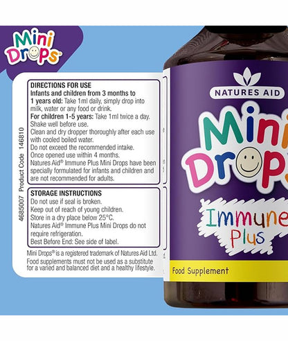 Natures Aid Immune Plus Mini Drops for Infants and Children, Sugar Free, 50 ml – Image 3