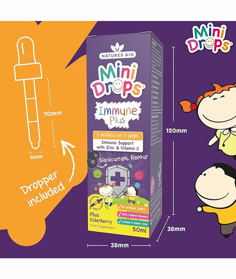 Natures Aid Immune Plus Mini Drops for Infants and Children, Sugar Free, 50 ml – Image 4