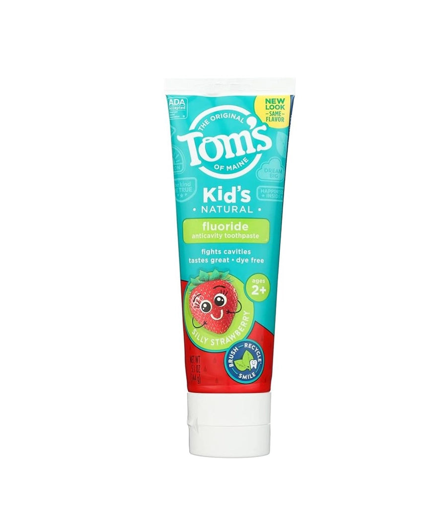 Tom's of Maine Natural Kid's Fluoride Free Toothpaste, Ages 2+ Strawberry, 5.1 oz /144g