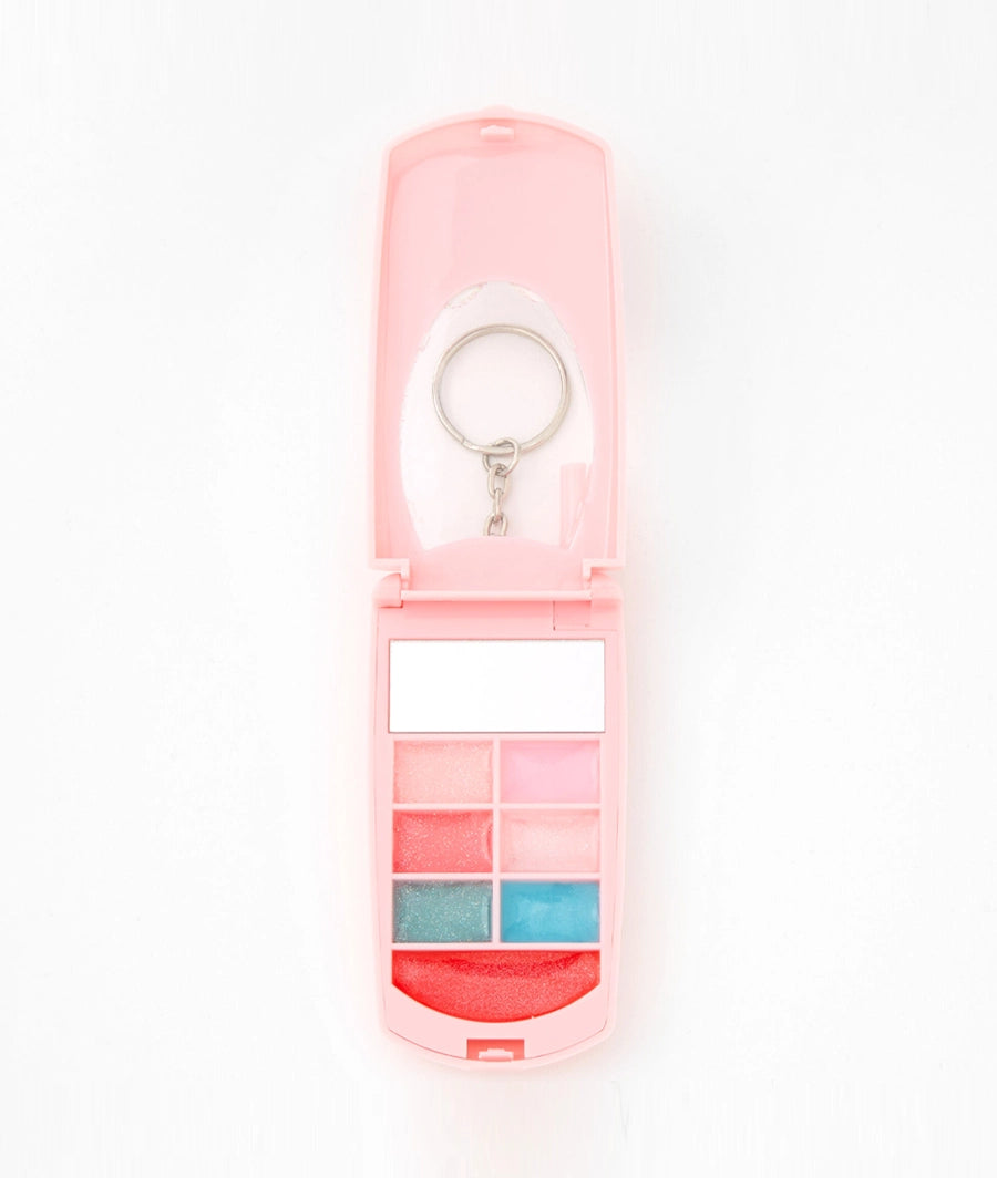 Pink Butterfly Flip Phone Bling Lip Gloss Set