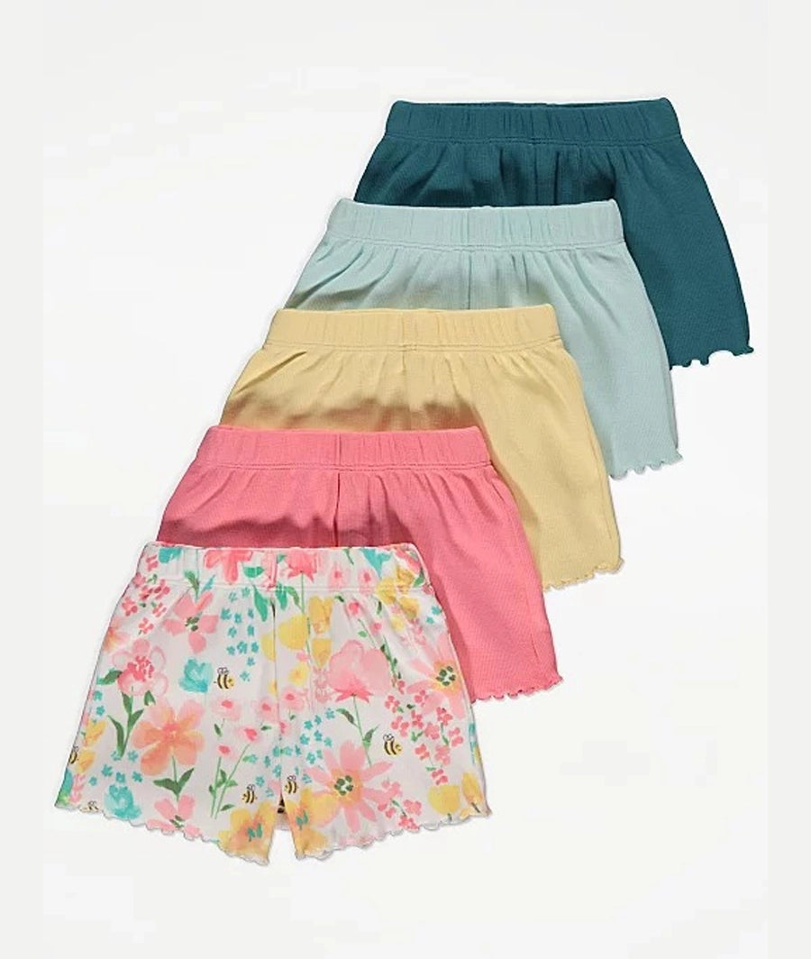 Ribbed Lettuce Trim Shorts 5 Pack