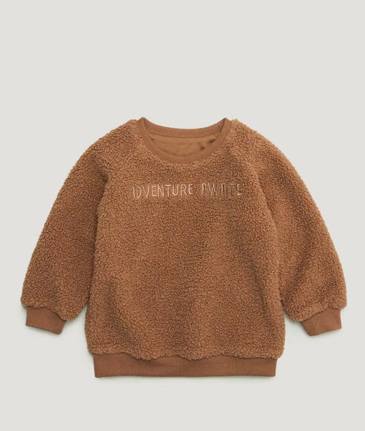 Unisex Tan Teddy Fleece Slogan Sweatshirt