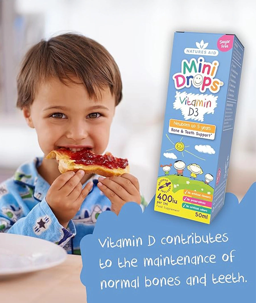 Natures Aid mini drops Vitamin D3 Drops, 50 ml – Image 2