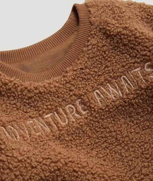 Unisex Tan Teddy Fleece Slogan Sweatshirt – Image 2