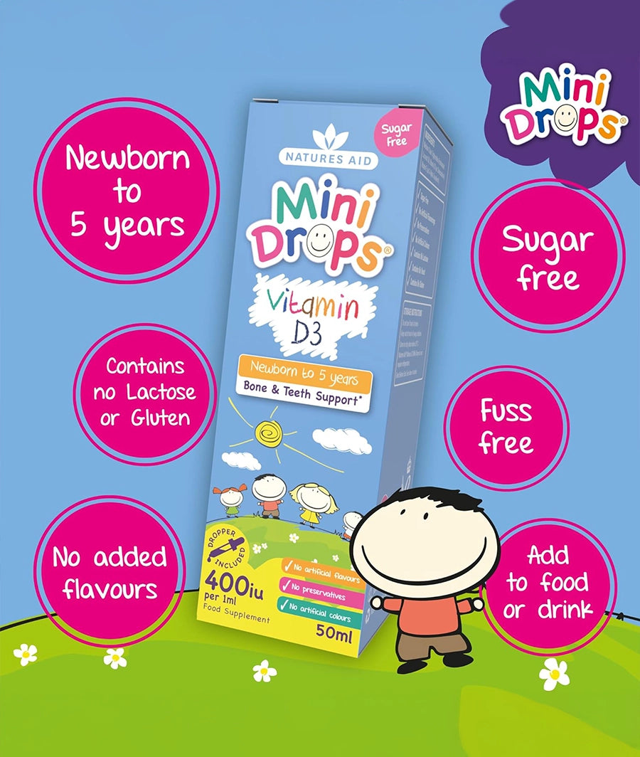Natures Aid mini drops Vitamin D3 Drops, 50 ml – Image 3