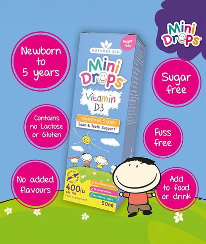 Natures Aid mini drops Vitamin D3 Drops, 50 ml – Image 3