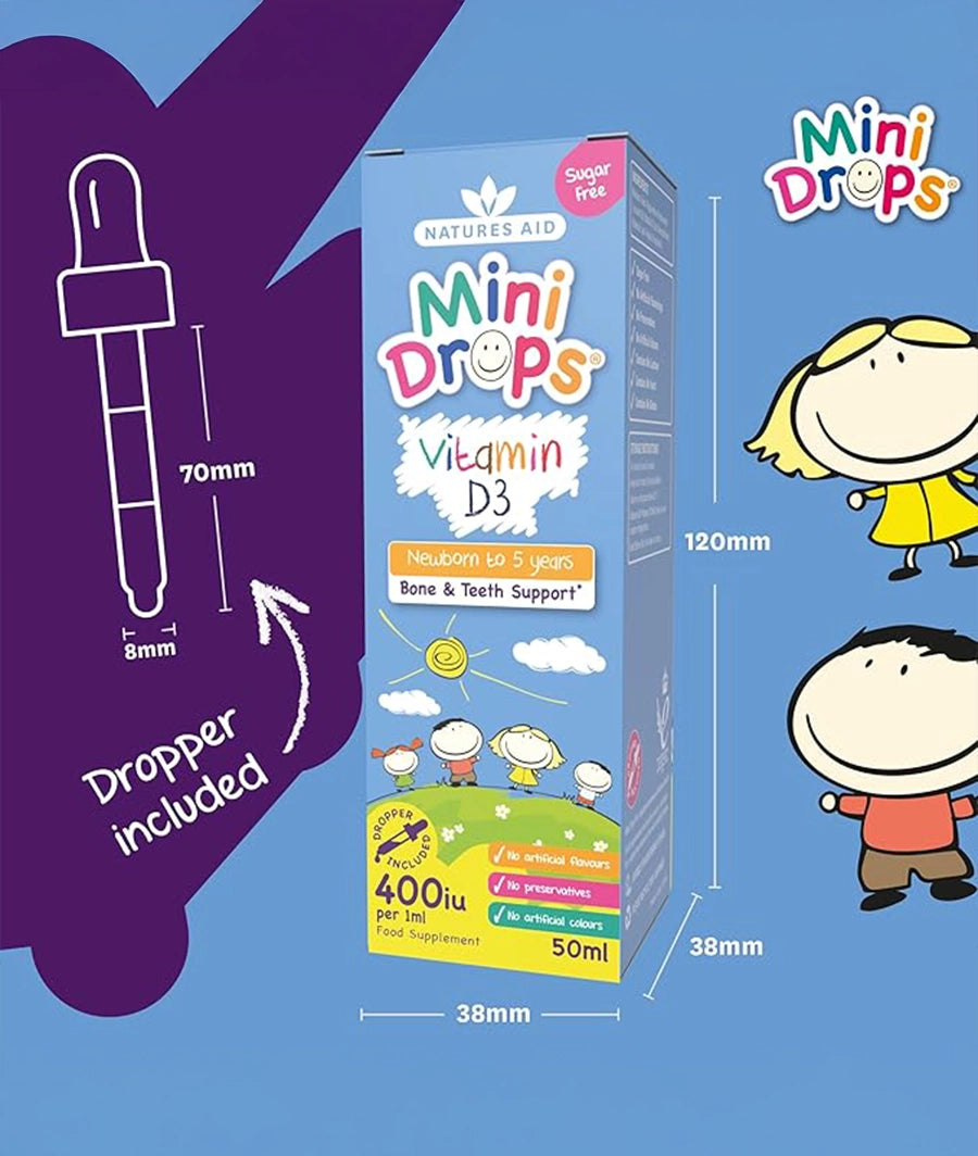 Natures Aid mini drops Vitamin D3 Drops, 50 ml – Image 4