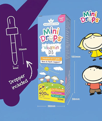 Natures Aid mini drops Vitamin D3 Drops, 50 ml – Image 4