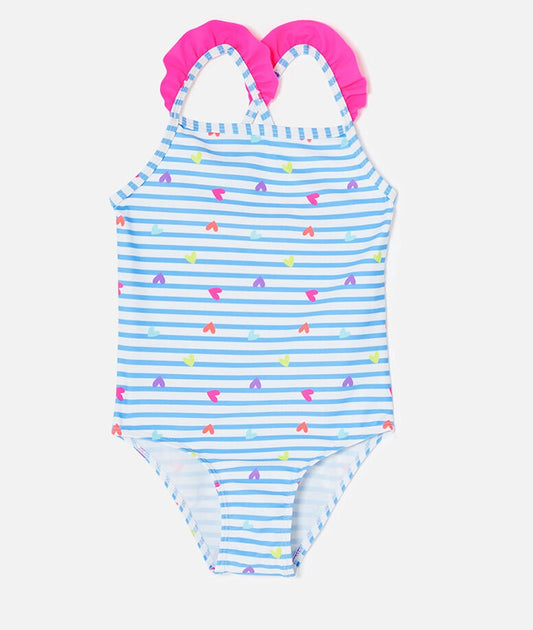 Girls heart print swimsuit multi