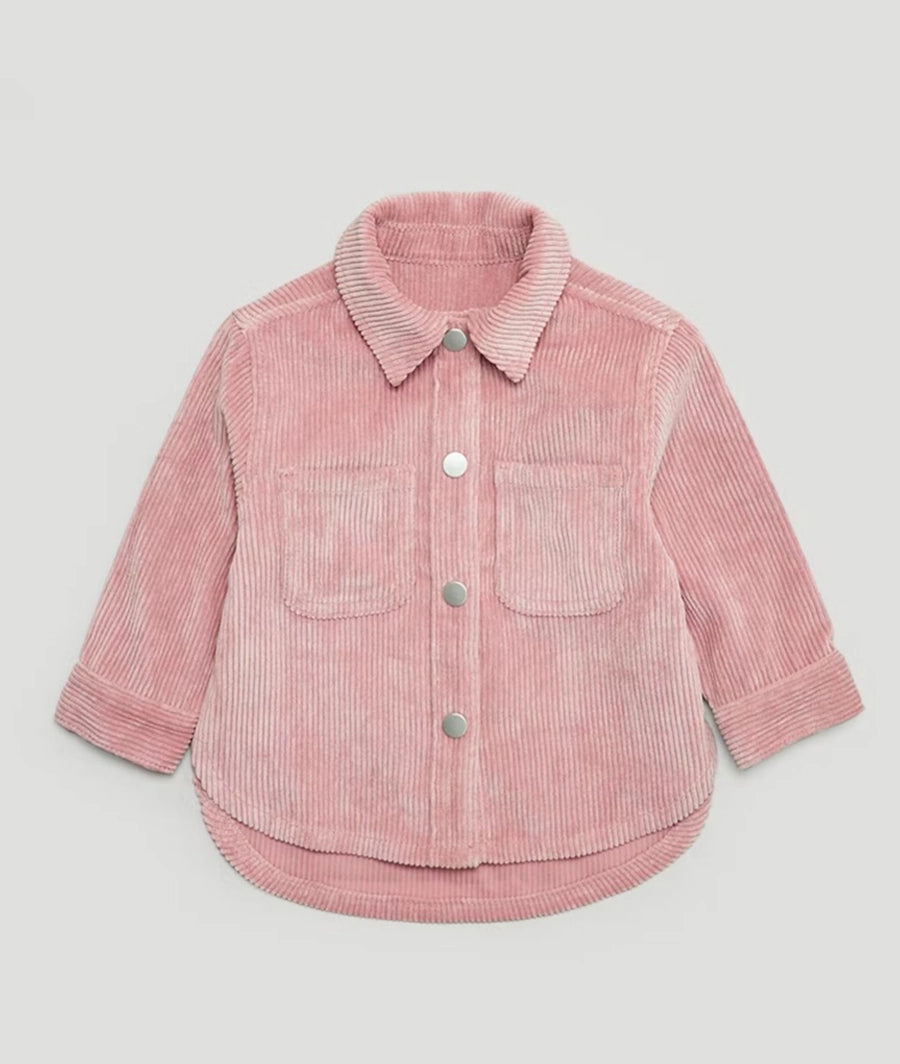 Girls Pink Cord Shacket