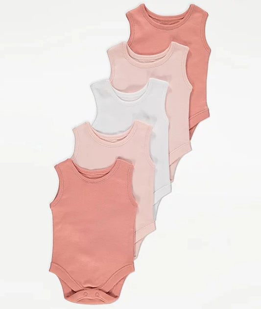 Sleeveless Bodysuits 5 Pack (Pink)