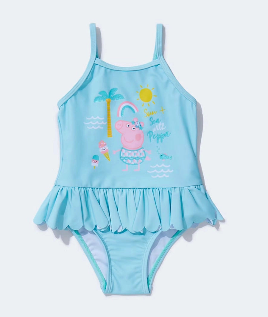 Girls Blue Peppa Pig Swimming Costume