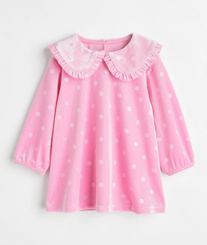Collared velour dress