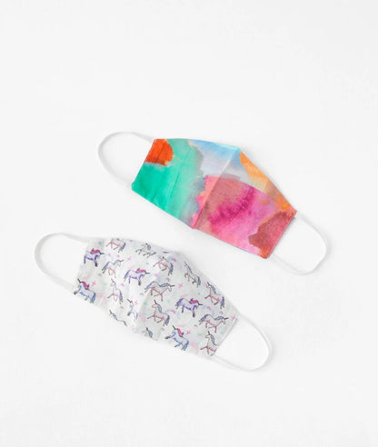 Kids Unicorn Face Covering Set in Pure Cotton