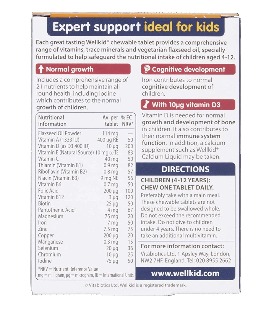 Vitabiotics Wellkid Multi-Vitamin Smart Chewable - 30 Tablets – Image 3