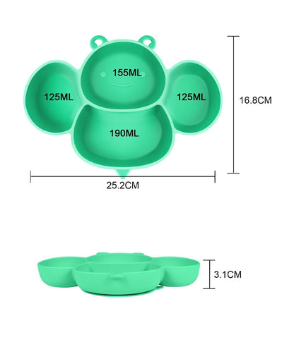 Silicone Baby Plate with Suction for Weaning Green – Image 3