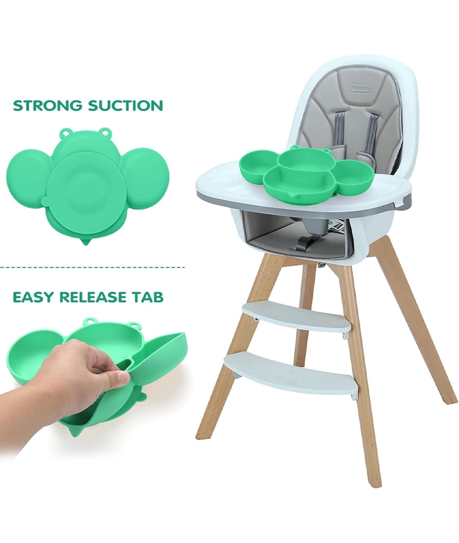 Silicone Baby Plate with Suction for Weaning Green – Image 4
