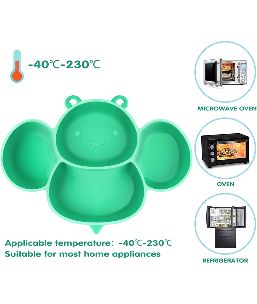 Silicone Baby Plate with Suction for Weaning Green – Image 5
