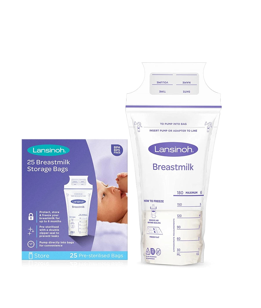 Lansinoh Breast Milk Storage Bags Breastmilk Pouches for fridge or freezer use (25 pack)