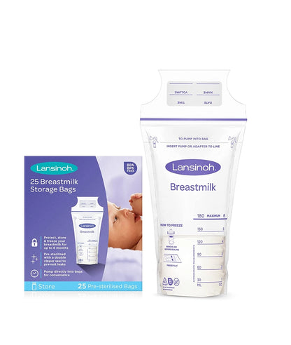 Lansinoh Breast Milk Storage Bags Breastmilk Pouches for fridge or freezer use (25 pack)