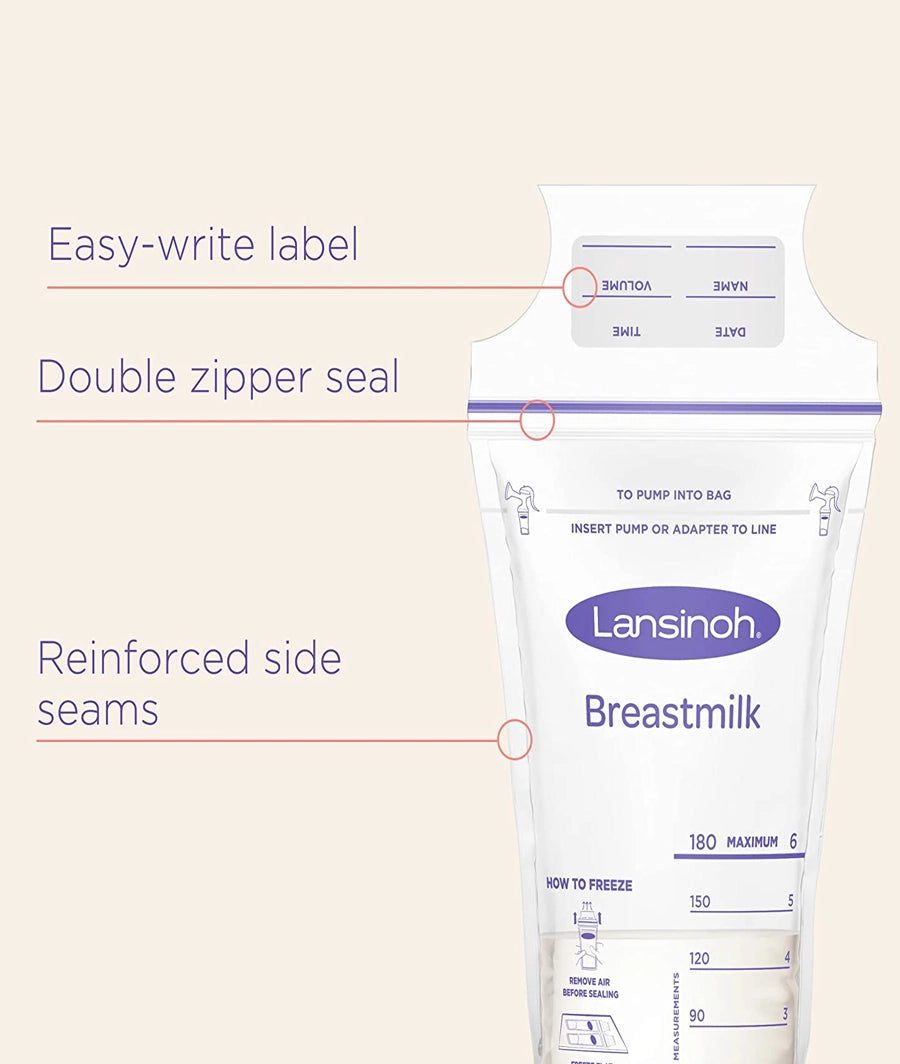 Lansinoh Breast Milk Storage Bags Breastmilk Pouches for fridge or freezer use (25 pack) – Image 2