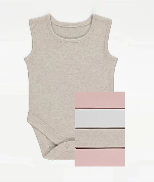 Pale Pink Sleeveless Bodysuits 5 Pack