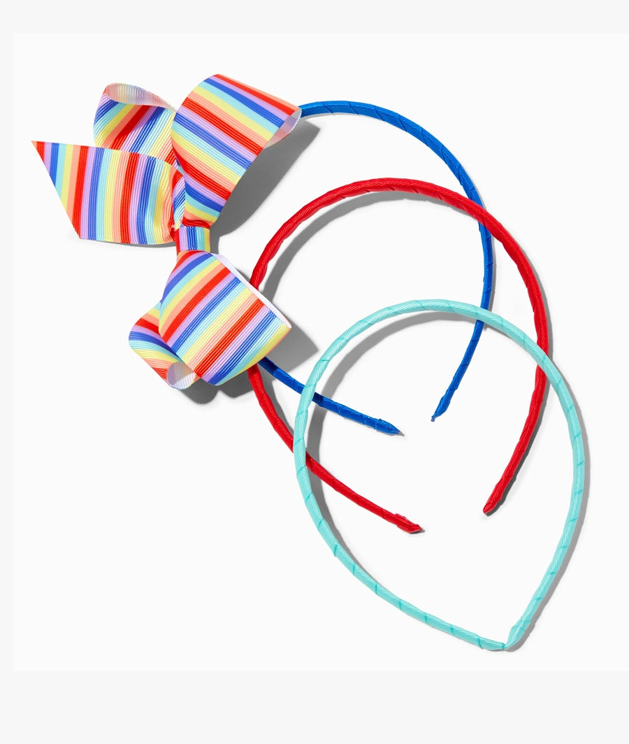 Claire's Club Rainbow Stripe Loopy Bow Headbands - 3 Pack