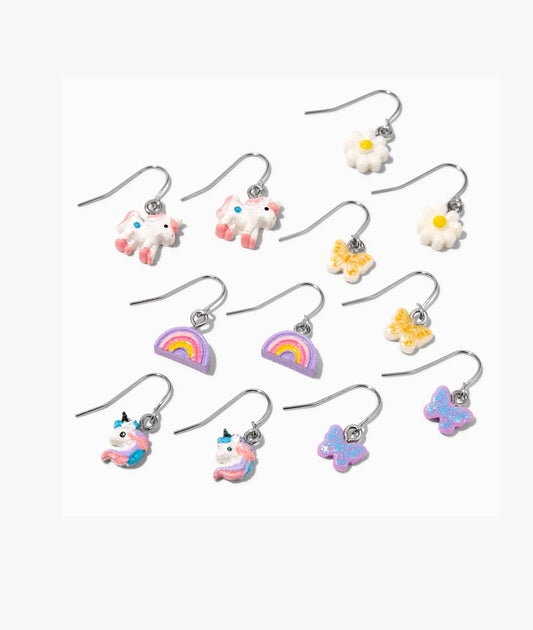 Pretty Unicorn 0.5" Drop Earrings - 6 Pack